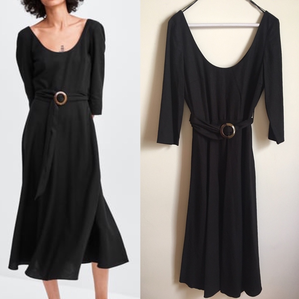 NWT Zara Linen Dress with Buckle, XS